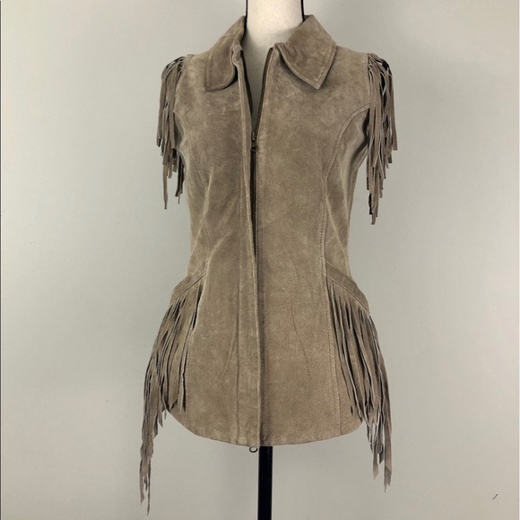 Blucid Jackets & Blazers - Blucid Suede Leather Fringe Vest